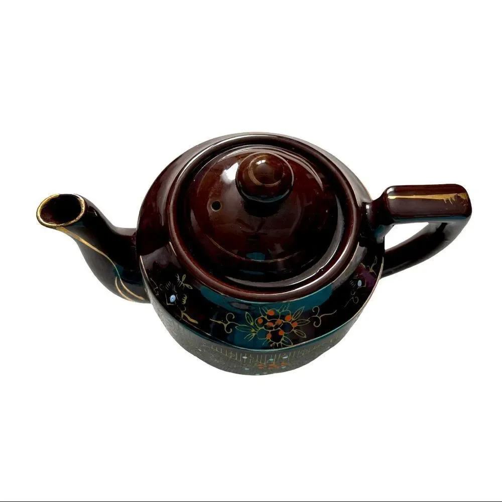 Japan 1940’s Vintage Moriage Brown Teapot LARGE